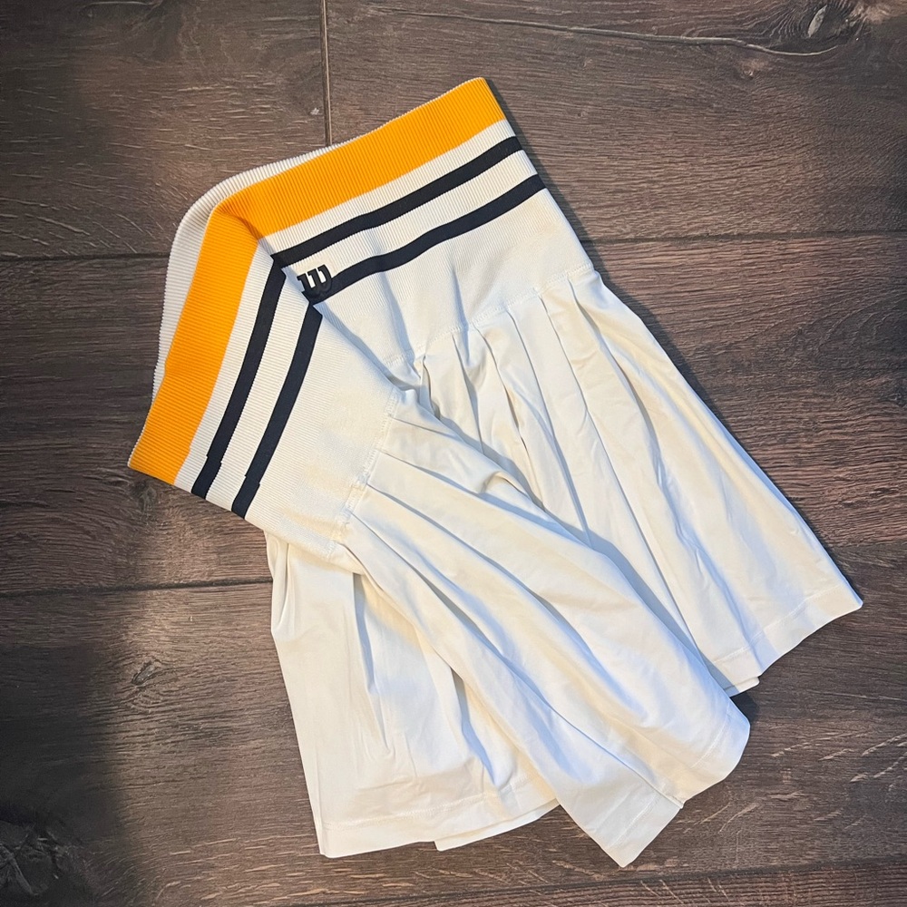 Wilson White and Yellow Pleated Skirt